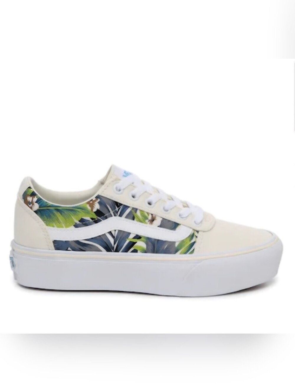 Vans Ward Lo Platform Canvas Sneaker Women's Size 9 Tropical Floral Palm Leaves